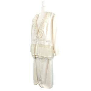 NWT VTG Carissimo Faux Pearl Embellished 3pc Outfit Sz. 22 Cream